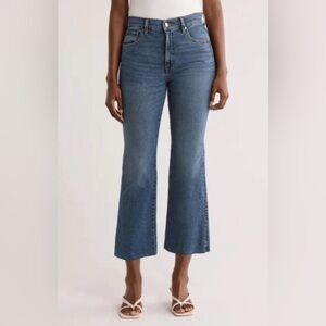 Etica Anthropologie Anya High Rise Modern Flare Cropped Jean Raw Hem Sz 29 NWT